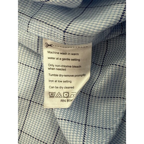 Lorenzo Uomo Mens Regular Fit Blue Checkered Dress Shirt 15 1/2 34-35 - Picture 7 of 8